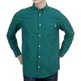Mens Long Sleeve Solid Parsley Dalton Regular Fit Shirt with Single Chest Pocket and Pearlised Buttons
