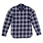 Mens Cotton Made Classic Slim Fit Long Sleeve Soft Navy Check Shirt with Soft Collar by Scotch and Soda