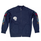 Sugarcane Tailor Toyo Mens Regular Fit Hand Embroidered TT67433 Zipped Suka Sweat Jacket in Blue CANE7467