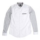 Mens White Stretch Cotton Extra Slim Fit Casual Shirt with Grey Long Sleeves by Armani Jeans AJM4673