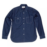 Mens 4.5-Ounce Cotton SC27077 Navy Blue Polka Dot Long Sleeve Work Shirt with Soft collar by Sugar Cane