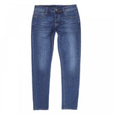 RMC Jeans RPQ16135 Mens Washed Mid Blue Slim Stretch Denim Jeans with Fading and Creasing RMC7522
