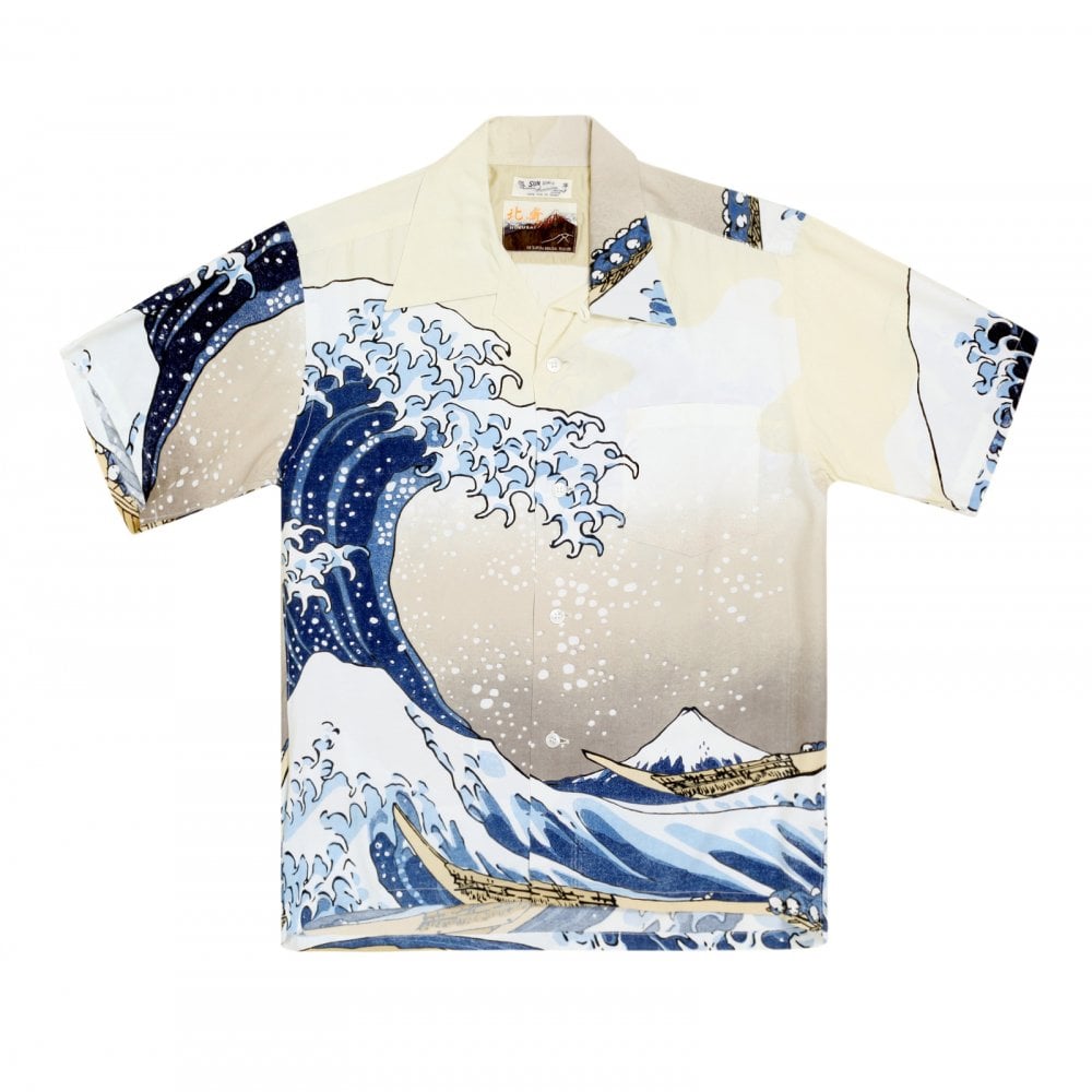 Limited Edition Sun Surf SS37576 Great Wave of Kanaqawa Regular Fit Short Sleeve Off White Hawaiian Shirt for Men Limited Edition Sun Surf SS37576 Great Wave of Kanaqawa Regular Fit Short Sleeve Off White Hawaiian Shirt for Men