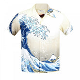 Limited Edition Sun Surf SS37576 Great Wave of Kanaqawa Regular Fit Short Sleeve Off White Hawaiian Shirt for Men