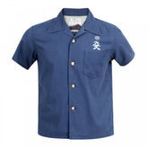 Sun Surf Navy Cotton Regular Fit SS37652 Short Sleeved Limited Edition Mens Hawaiian Shirt with Musha-E Drawing Print