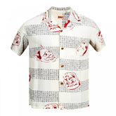 Sun Surf Off-White Rayon SS37790 Mens Regular Fit Short Sleeve Hawaiian Shirt with Noh-Men Print