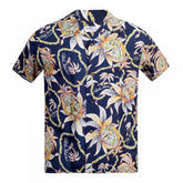 Sun Surf Regular Fit Short Sleeve SS37774 Dreams and Pineapples printed Navy Rayon Made Hawaiian Shirt for Men with Wooden Buttons