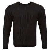 Black Crew Neck Raglan Sleeve Regular Fit Knitted Jumper