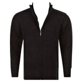 Black Long Sleeve Regular Fit Full Zipped Cardigan with Applique Shoulder Patch