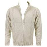 Stone Full Zip Regular Fit Long Sleeve Knitted Cardigan