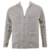 Grey Marl Shawl Collar Long Sleeve Zip Up Knitted Cardigan