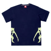 Navy Crew Neck Regular Fit T-Shirt with Printed Half Monkeys