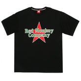 Black Crew Neck Regular Fit T-Shirt with Printed Red Star