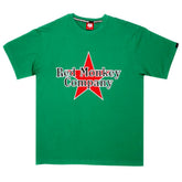 Green Crew Neck Regular Fit T-Shirt with Printed Red Star