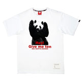 White Crew Neck Regular Fit T-Shirt with Printed Panda