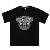 Black Crew Neck Regular Fit T-Shirt with Oriental Lion Print