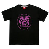 Black Crew Neck Regular Fit T-Shirt with Printed Logo in Violet