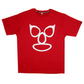 Red Crew Neck Regular Fit Short Sleeve T-Shirt with Printed Mask