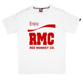 White Crew Neck Regular Fit Short Sleeve T-Shirt with Printed Enjoy RMC