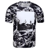 Mens Surf and Waves Black T Shirt