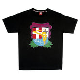Short Sleeve Black Crew Neck T-Shirt with Brand School Crest