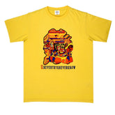 Yellow Crew Neck Mens Short Sleeve Regular Fit T-Shirt with Matsuri Carnival Print