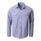 Sugar Cane Mens Blue Pin Check Long Sleeved Shirt CANE10260