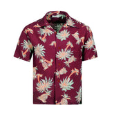 Sun Surf Mens Wine Studded Palm Tree Hawaiian Shirt SURF10262