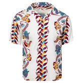 Sun Surf Shimmering Border Hawaiian Shirt in Off White SURF11092