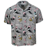 Mens Star of Hollywood X Vince Ray Girls N Guitars Grey Hawaiian Shirt SoH11080