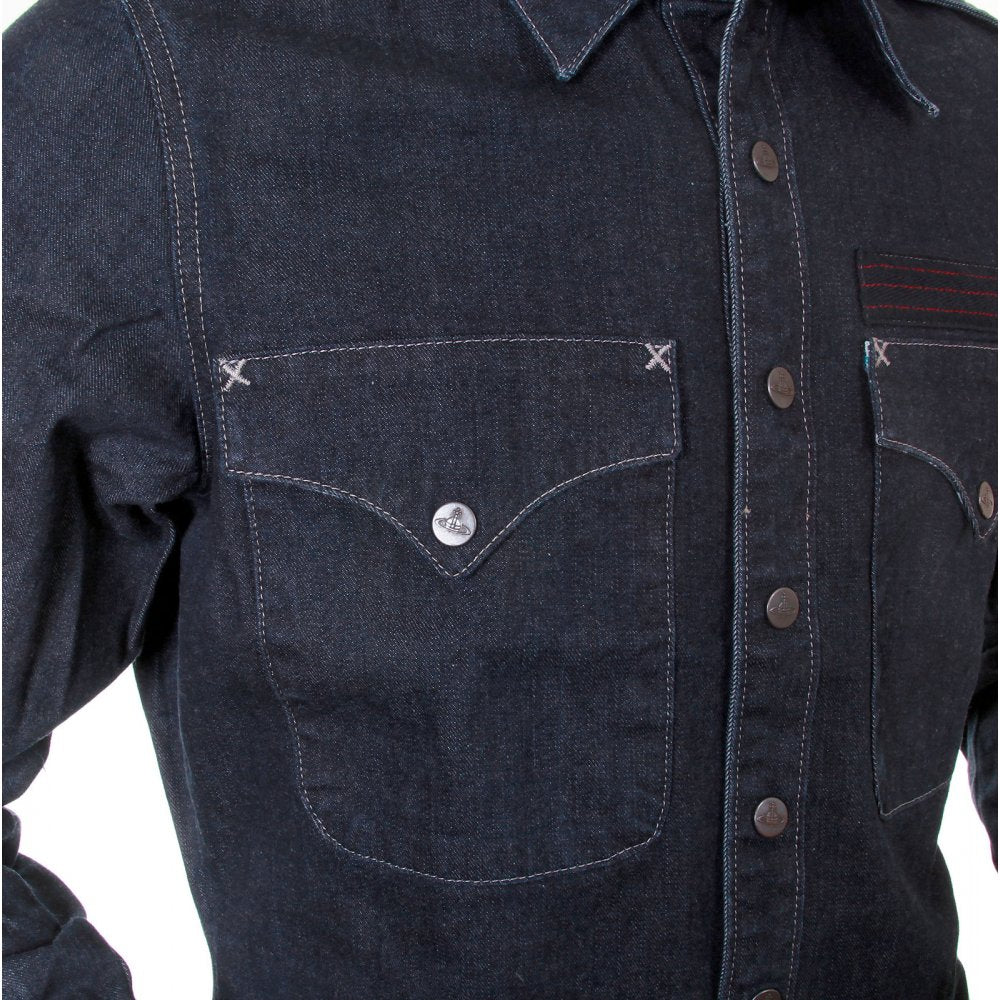 Anglomania Men's Rinsed Denim Military Shirt