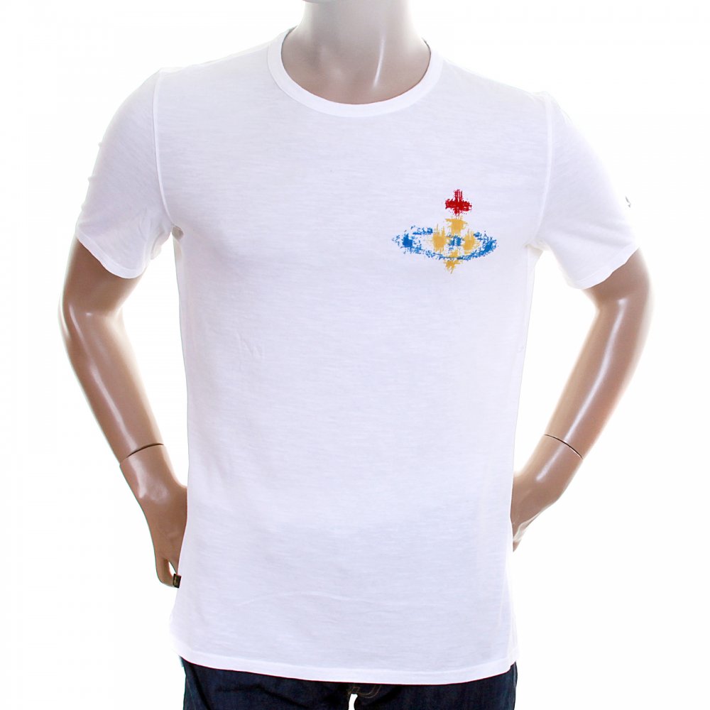 Anglomania Orb Logo Flocked Mens White T Shirt