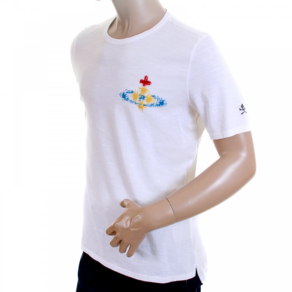 Anglomania Orb Logo Flocked Mens White T Shirt