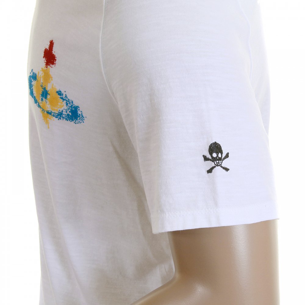 Anglomania Orb Logo Flocked Mens White T Shirt