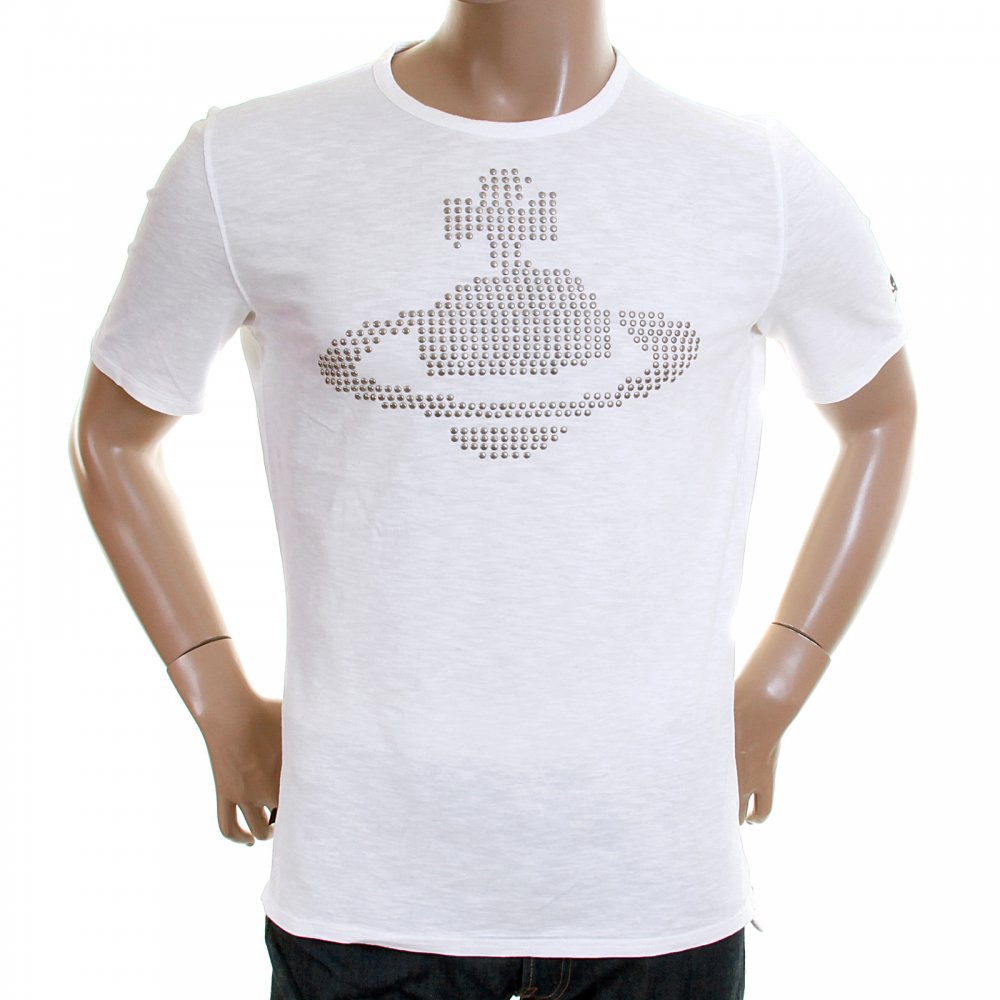 Orb Logo studded Anglomania Mens White T Shirt