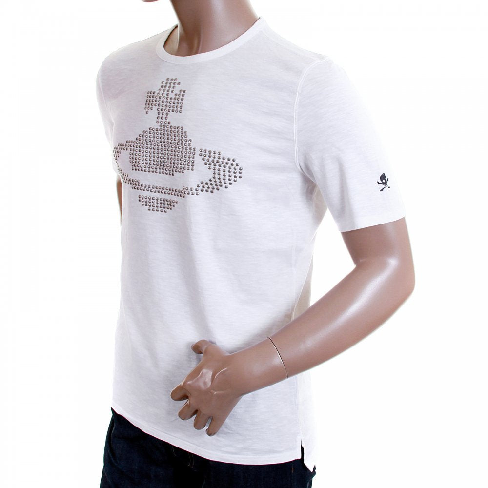 Orb Logo studded Anglomania Mens White T Shirt