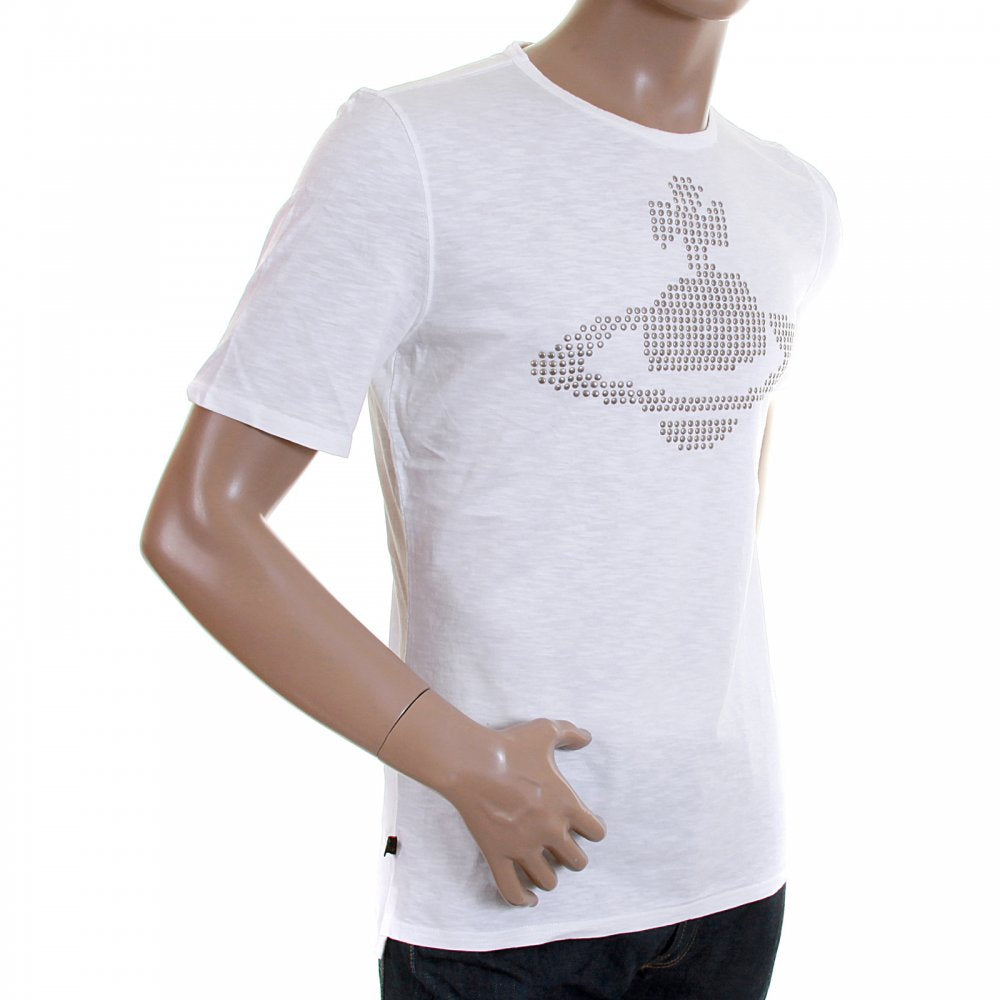 Orb Logo studded Anglomania Mens White T Shirt