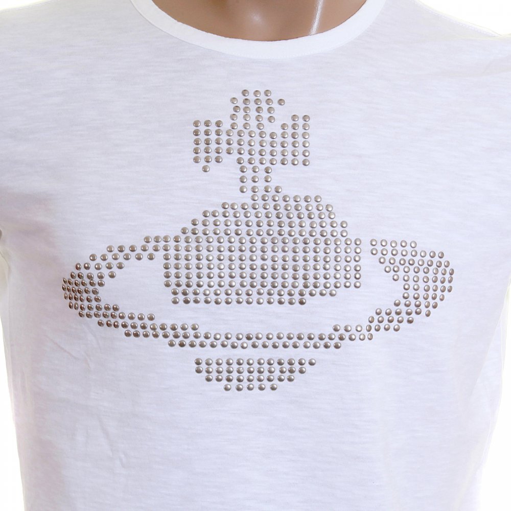 Orb Logo studded Anglomania Mens White T Shirt