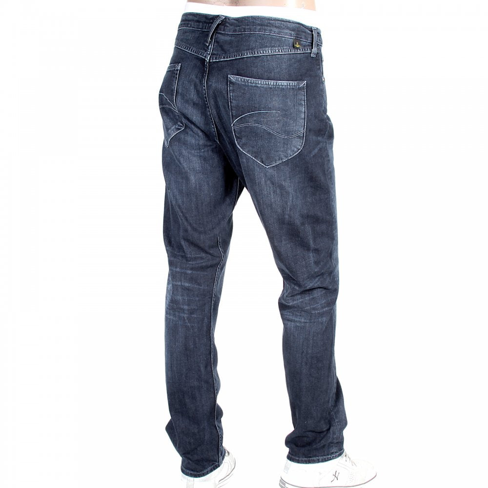 Mens Blue Stretch Low Crotch Denim