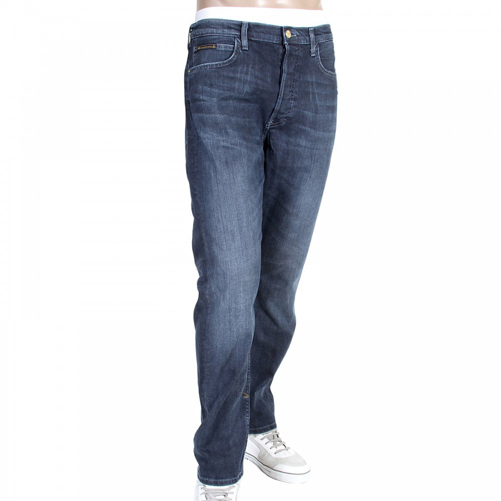 Mens Blue Stretch Low Crotch Denim
