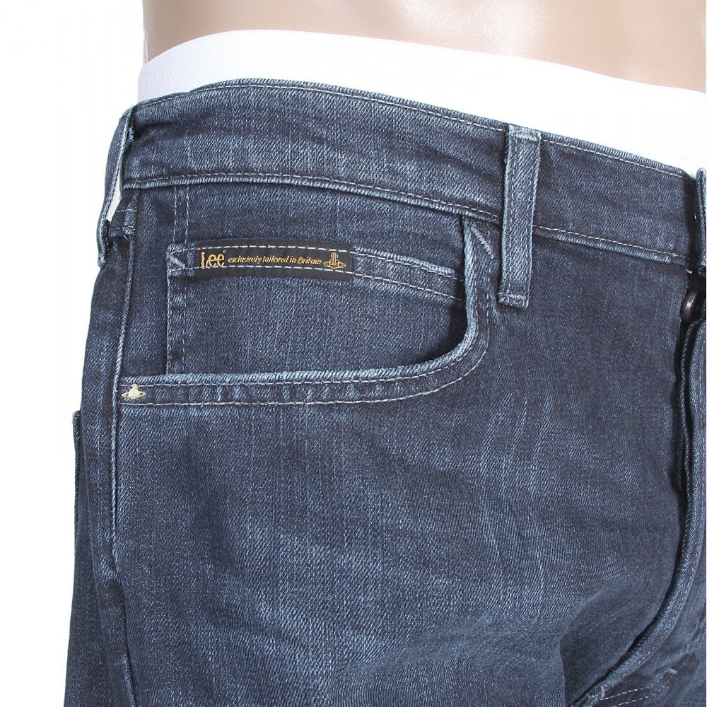 Mens Blue Stretch Low Crotch Denim