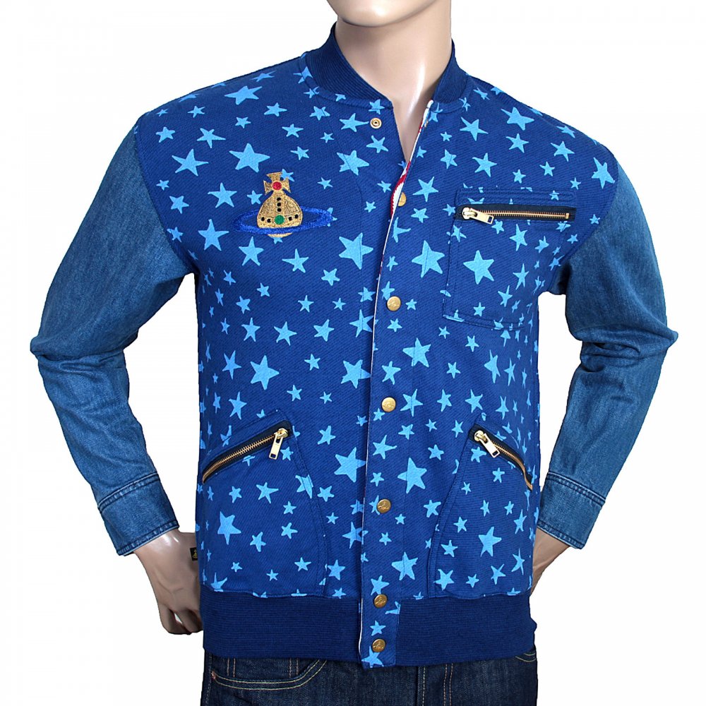 Blue Varsity Sweatshirt Jacket for Men