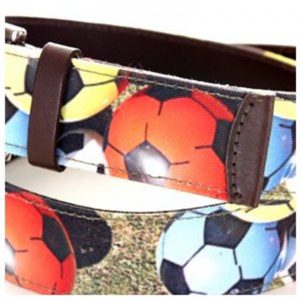 Football Printed Canvas Leather Belt