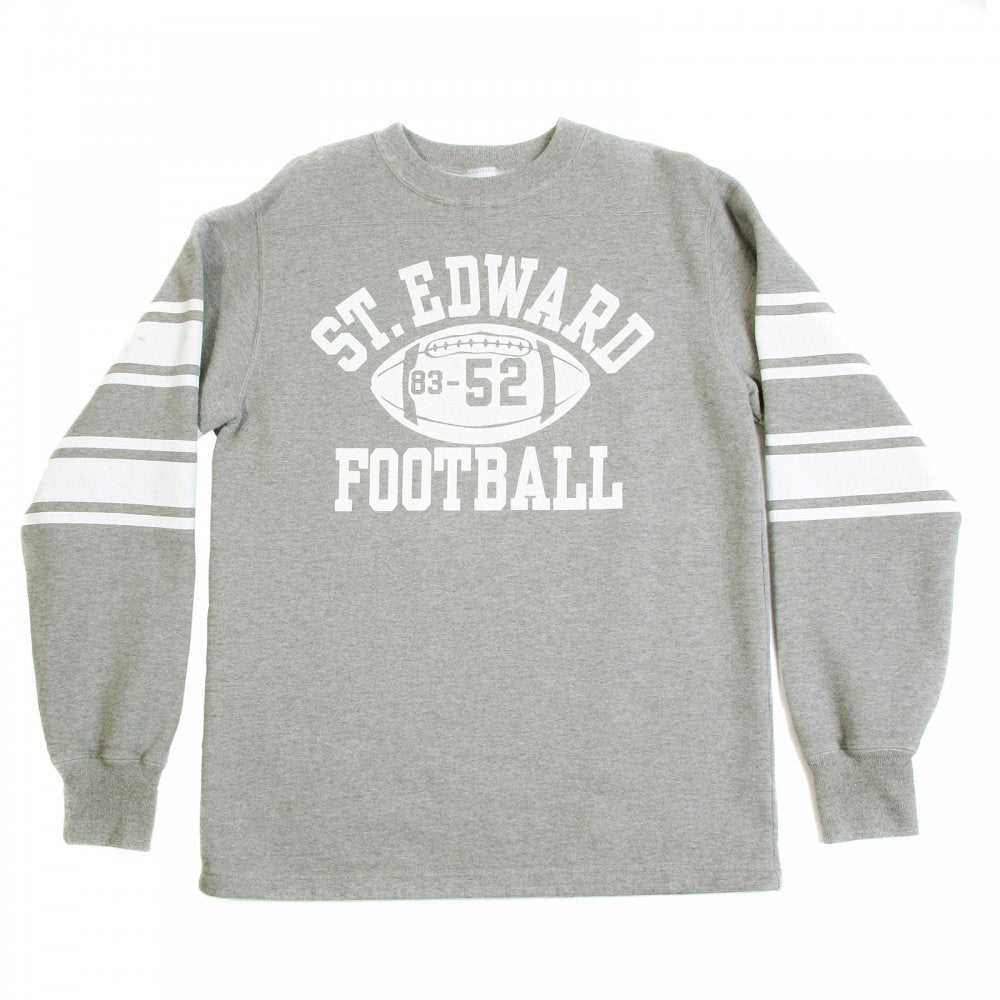Light Grey Ribbed Crew Neck College Football Regular Fit Long Sleeve Sweatshirt CH64089