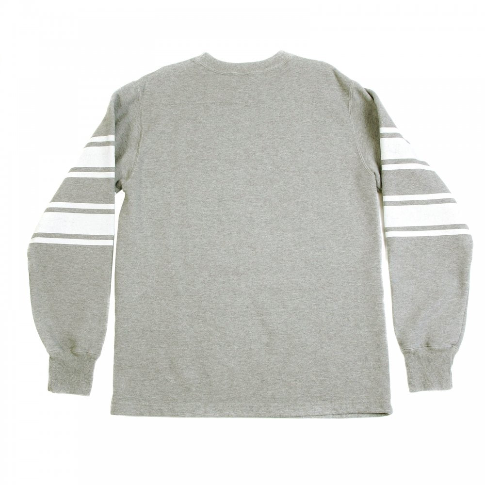 Light Grey Ribbed Crew Neck College Football Regular Fit Long Sleeve Sweatshirt CH64089