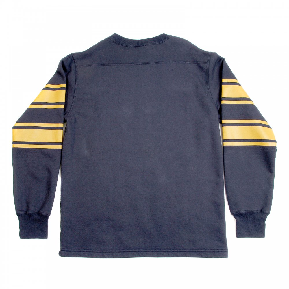 Navy Long Sleeve College Football Ribbed Crew Neck Regular Fit Sweatshirt with Football Print CH64089