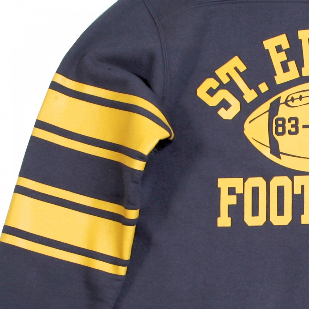 Navy Long Sleeve College Football Ribbed Crew Neck Regular Fit Sweatshirt with Football Print CH64089