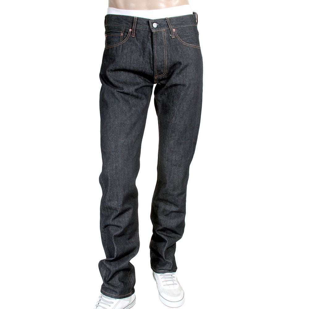 Mens Navy Straight Fit One Wash Low Rise Selvedge Denim Jeans CP41218