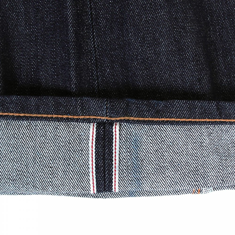 Mens Navy Straight Fit One Wash Low Rise Selvedge Denim Jeans CP41218