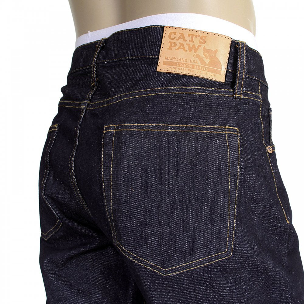 Mens Navy Straight Fit One Wash Low Rise Selvedge Denim Jeans CP41218